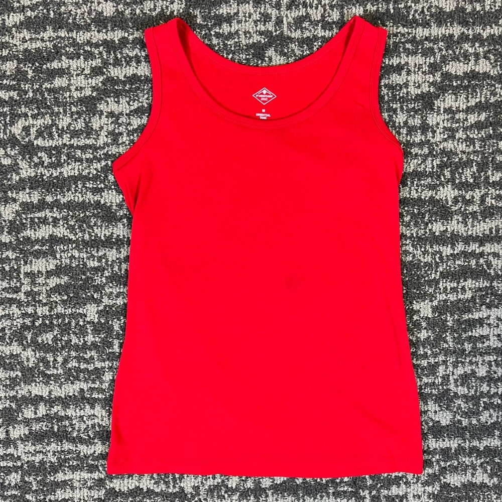 St. John's Bay Essential Tank Womens Medium Red Sleeveless Scoop Neck Cotton